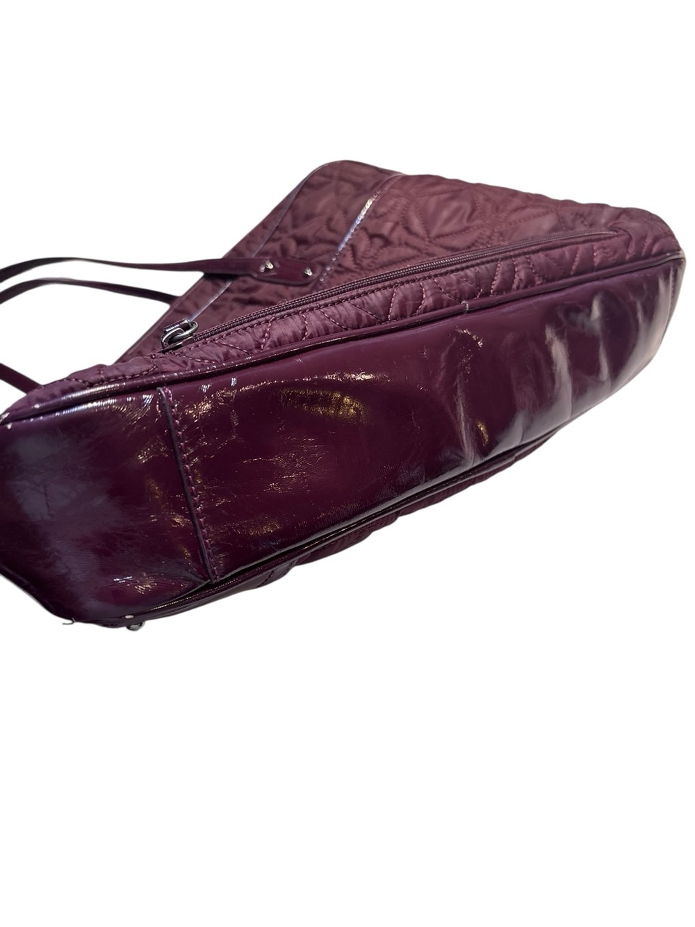 Nine West Laptop Tote Plum Purple Burgundy Quilted Diamond pattern 100% Nylon - Picture 5 of 16